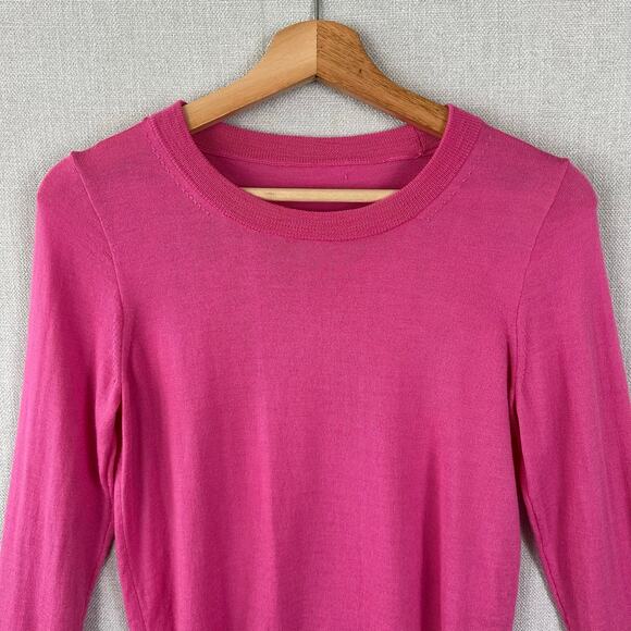 J. Crew Merino Wool Hot Pink Pullover Sweater Top Long Sleeve Size XS - Picture 3 of 7